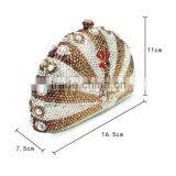 Hard Case Metal Frame Peacock Evening Clutch Bags With Crystal Stones (B1048-G) thumbnail-2