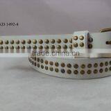 White PU Leather Metal Studded Belt thumbnail-3