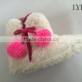 pink fushia pom pom ball ballerina indoor slipper boots shoe for girls