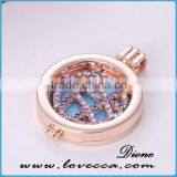 Round Rose Gold (35mm) Aromatherapy / Essential Oils Diffuser Locket Necklace thumbnail-5