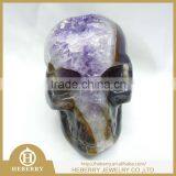 Small Size Carved Natural Amethyst Quartz Skulls With Geode All by Handmade Good for Art Collection thumbnail-1