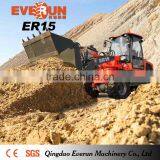 Everun Brand ER15 Front Wheel Loader With Agricultral Tyre