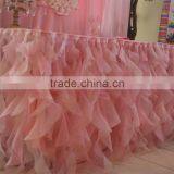Wedding Pink Ruffled Table Cloth, Cloth Woven thumbnail-2
