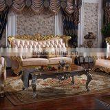 Luxury Palace Noble Living Room Furniture Solid Wood Hand Carved Genuine Leather Sofa Set thumbnail-1
