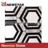Newstar Polished Italian Black and White Marble Hexagon Mosaic Patterns Tile thumbnail-4
