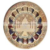 Wall hanging Indian decorative hand painted taj embossed brass plate