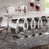 Wholesale Hot Selling Furniture Stainless Steel Marble Top Luxury Dining Table AH062 thumbnail-2