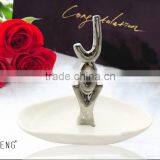 Gold Plated Ceramic JOY Jewelry Dish Ring Holder thumbnail-1