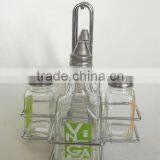 Clear Square Glass Spice Jar Set With Metal Lid thumbnail-1