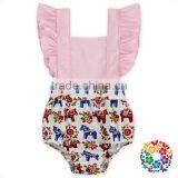 Frock Design Baby Summer Boutique Cotton Romper Backless Bodysuit Flutter Sleeve Kids Halter Top thumbnail-1