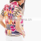 Women's Short Sleeve Printed Front Open Blouse Tops thumbnail-3