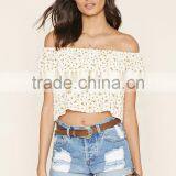 2016 Latest Off Shoulder Floral Print Cropped Top HST8015 thumbnail-2