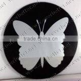 Round Black and White Butterfly Frame Decorative Livingroom Wall Mirror thumbnail-1