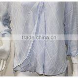 Factory Ladies Summer Tops Charming Cotton Long Sleeve Blue Blouse thumbnail-5