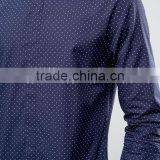 High Quality Long Sleeve Spread Collar Mens Pre-Shrunk 100% Cotton Breathable Slim Fit Casual Navy Point Printed Dress Shirts thumbnail-3