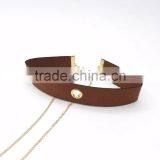 Simple Brand Leather Choker With Locket Pendant Long Chain Necklace thumbnail-2