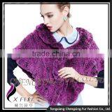 CX-B-128A China Supplier Knitted Rabbit Fur Women's Shawl/ Poncho thumbnail-1