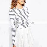 Long Sleeve Black and White Stripe t Shirts for Women thumbnail-3