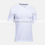 Mens Short Sleeve Tops Casual Quick Dry Slim Fit Polyester Spandex Blend Stretchy Material Tops Football Tee Solid Custom Color thumbnail-2