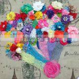High Quality Handmade Girl Infant Baby Newborn Lace Flower Hairband Wholesale thumbnail-2
