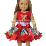 18" Doll Christmas Reindeer Blue Pettiskirt With Reindeer Red Tank Top thumbnail-1