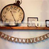 Happy Anniversary Hessian Rustic Vintage Party Decoration thumbnail-1