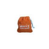 Orange Toweling Drawstring Pouch Embroidered For Bath Gloves , 1316cm