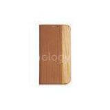 Elegant Luxurious Mobile Phone Wooden Case With PC Shell , Real or PU Leather Folio Cases