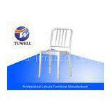 Indoor Waterproof Stackable Aluminum Navy Dining Chair With Brushed Aluminum