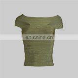 HL Off-The-Shoulder Bandage Dark Green Tops thumbnail-1