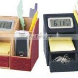 Leather Penholder with Clock