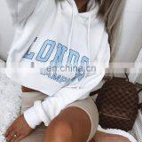 Women's Letter Printing Long Sleeve Hooded OEM Wholesale Autumn Explosion Style Slim Short Navel Sweatshirt Crop Hoodies thumbnail-4
