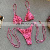 New Sexy Brazilian Snake Print Bikini Set Women Bandage Sling Thong Beach Bikini Mujer Two Piece Padded Swimsuit thumbnail-2