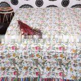 Multicolor Kantha Print King Size Sari Quilt Reversible Ethnic Art Bedding Indian Vintage Bed Cover