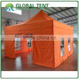 Aluminum Folding Trade Show Tent 4x4m ( 13ft X 13 ft) with Orange Canopy & Valance(Unprinted), 4 full walls with windows & door