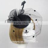 New Arrival Design Black Sinamay Base Fascinator Hat With Veil thumbnail-4