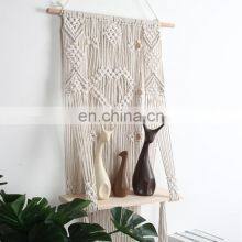 Hot Sold Macrame Wall Hanging Plant Hanger Woven Wooden Plant Pot Holder Indoor Outdoor Macrame Shelf thumbnail-5