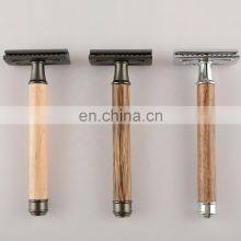 Private Label Body and Face Shave Matte Black Bamboo Women Wooden Safety Shaving Razor thumbnail-5