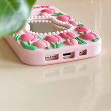 Pink Tulip Mirror Silicone Case IPhone 15 14 13 Pro Max Shockproof Case Back Cover thumbnail-2