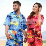Couples Beach Hawaiian Leisure Men's and Women's 100% Cotton Short Sleeve Shirt Printing Loose Big Yards thumbnail-3