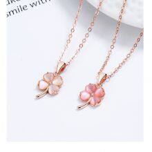 Premium Natural Opal Clover Necklace Four-Leaf Shamrock Pendant Women's Lucky Jewelry for Daily Wear and Celebration thumbnail-2