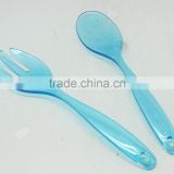 PLASTIC PS 2PCS SALAD SPOON AND FORK SET TRANSPARENT