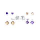 Bridal 's Fashion Changeable SIlver Ear Stud Jewelry Zircon Post Earrings Sets