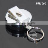 60cm Length Stainless Steel Wire Round Shaped Clips Plastic Metal Retractable Key Ring thumbnail-1