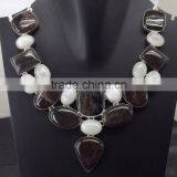 Rainbow Moonstone, Jasper Necklace Plated 925 Sterling Silver 117 Gms 18-20 Inches thumbnail-1