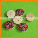 New Design Wooden Button With Flower Printing