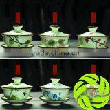 Super Gongfu Tea Set Pottery Tea Ware 120ml Family Kithchen Gaiwan Hand Printing Porcelain Gai Wan thumbnail-1