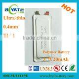Wholesale 3.7V20mah Lipo Toy Battery With PCB Protection