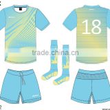 Blue Color Custom Made Dye Sublimation Dry Fit Polyester Soccer Jersey