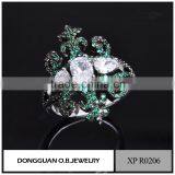 Costume Jewelry Supplies Fashion Black Gold Jewelry Green Stone Finger Ring thumbnail-1